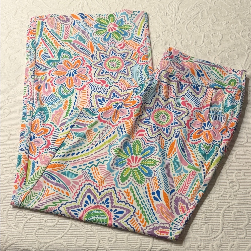 Jean-Pierre Klifa boulevard Multicolor Patterned Pants. Wide leg. Stretch. XL - Picture 2 of 12